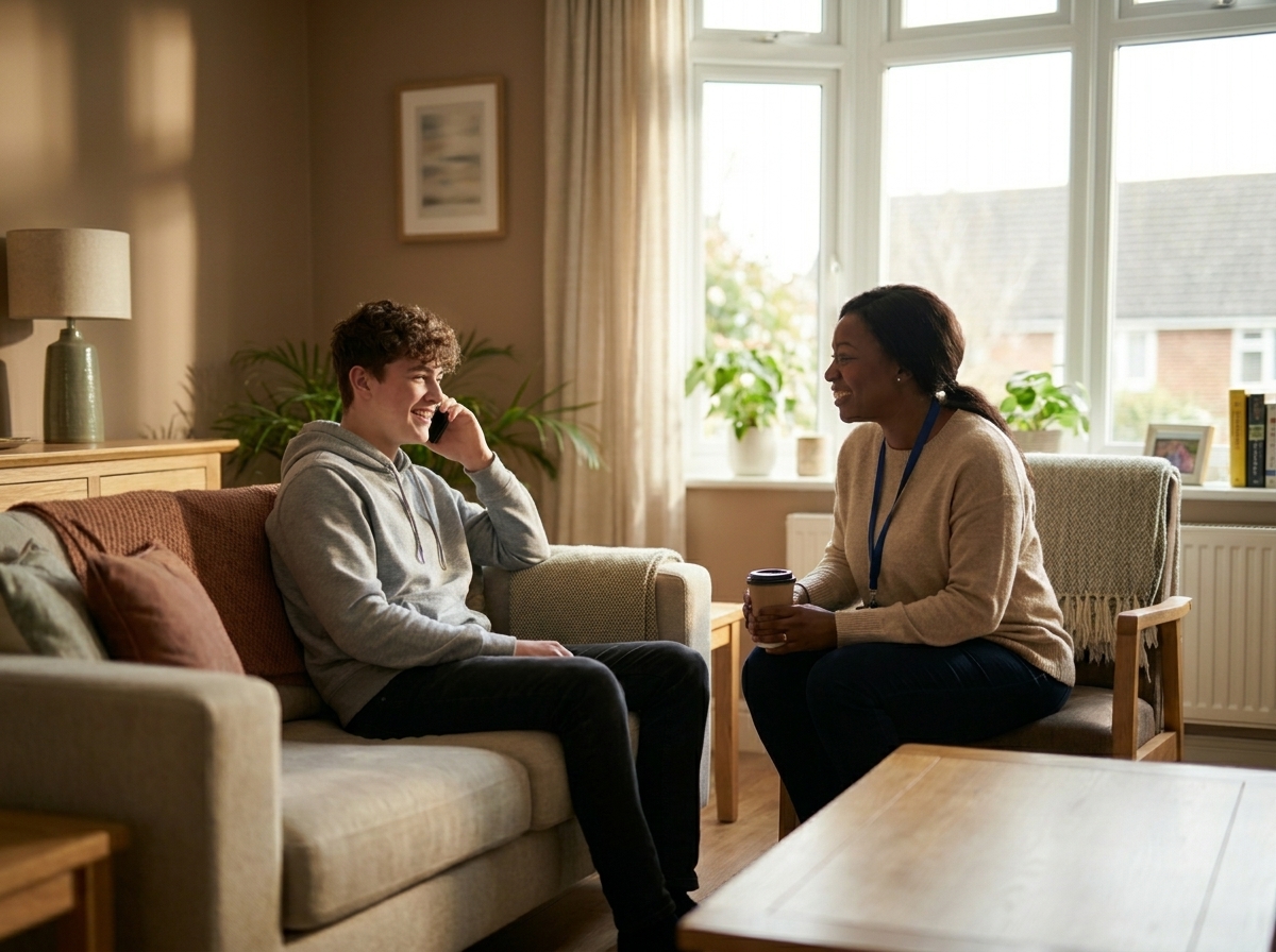 Care worker speaking with client